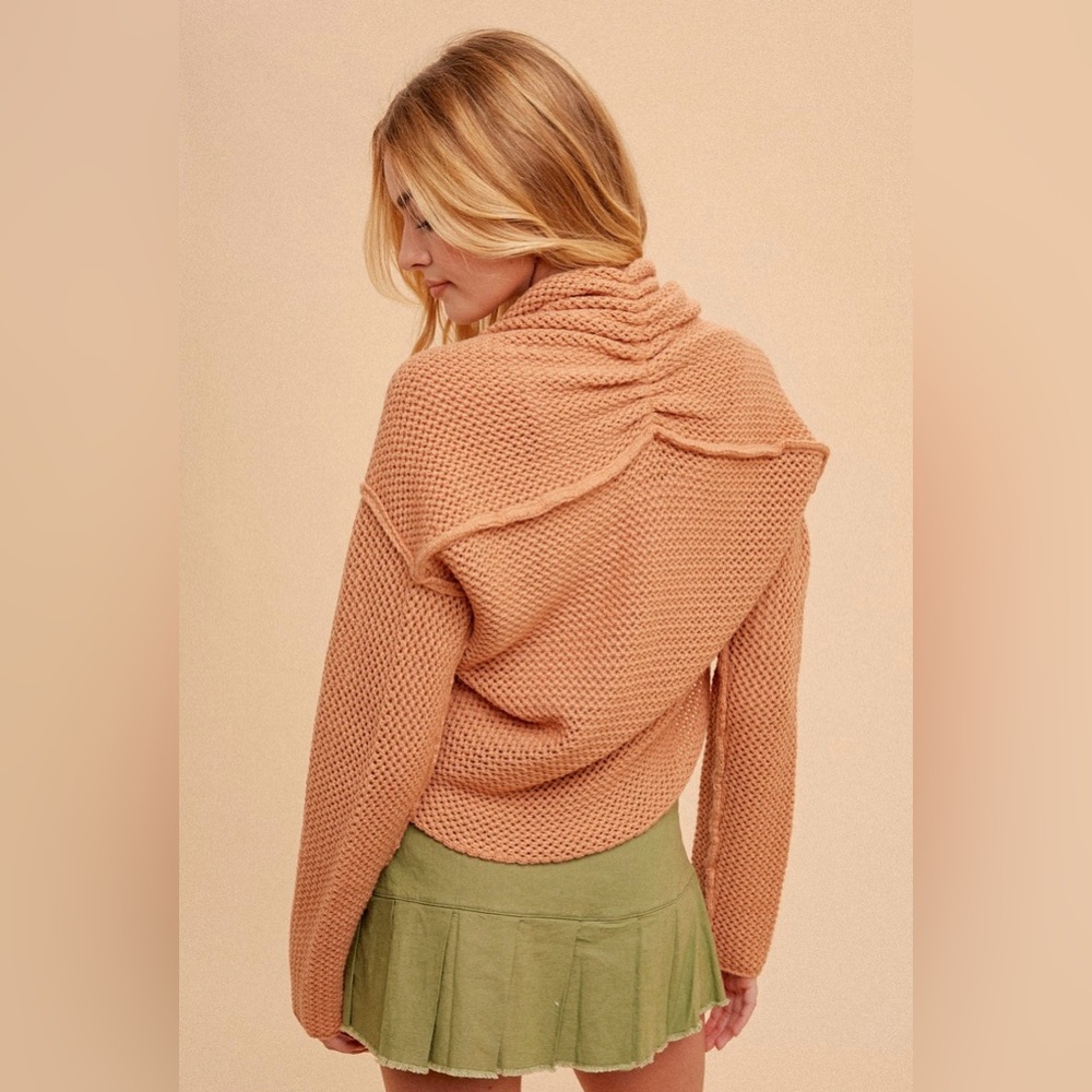 Hem & Thread Crochet Warm Tan Knit Open shrug Crocheted Bolero Soft Terracotta - Picture 3 of 3